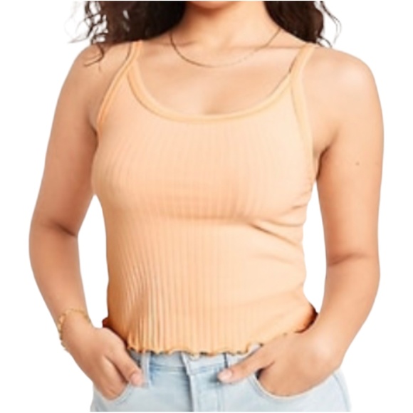 Old Navy Tops - OLD NAVY Fitted Cropped Lettuce-Edge Rib-Knit Tank Top for Women